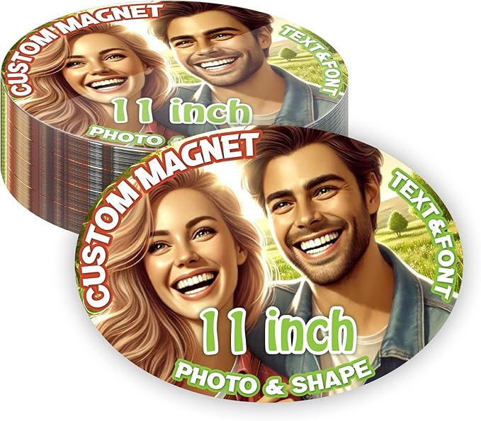 KETABAO – 11" Customized Oval Photo Magnets for Refrigerators and Cars – Personalized Magnetic Decoration for Homes and Storage Cabinets