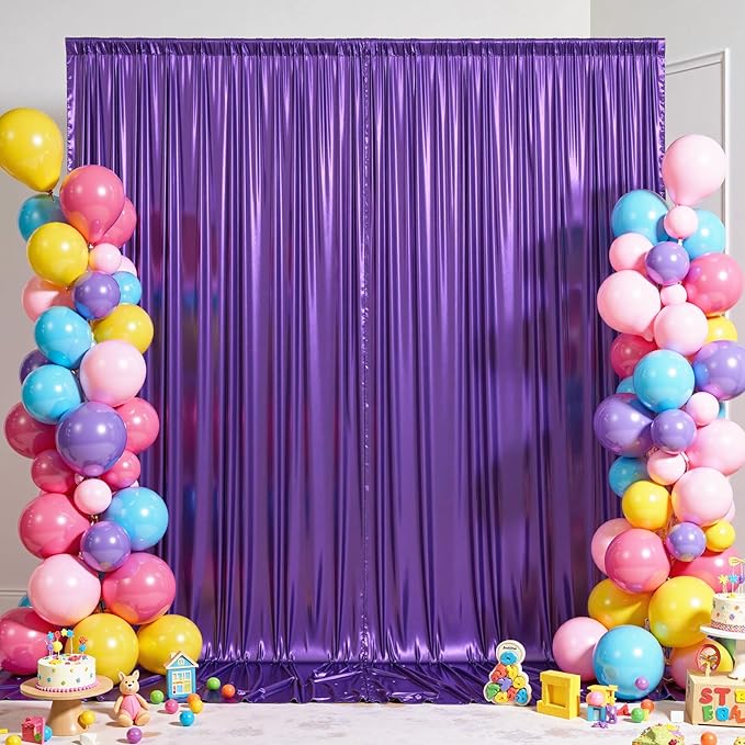 20ftx10ft Purple Sequin Backdrop Curtain Panels for Parties, 4 Panels Wrinkle Free Glitter Photo Backdrop Drapes Shimmer Back Drop Cloth for Wedding Birthday Christmas Photography Background