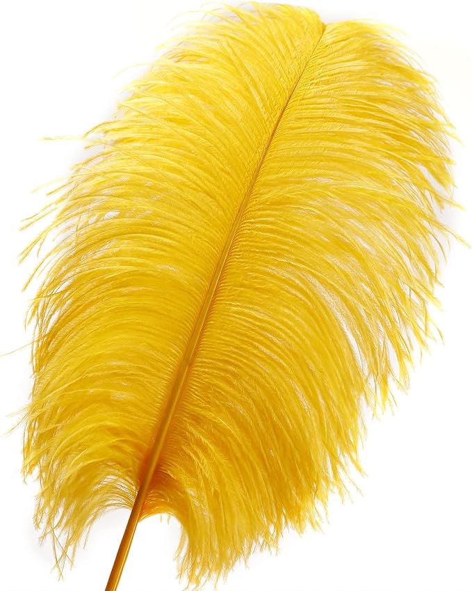 Larryhot Gold Large Ostrich Feathers - 10pcs 16-18 inch Feathers for Vase,Gatsby Wedding Party and Home Decorations(Luxury Gold)