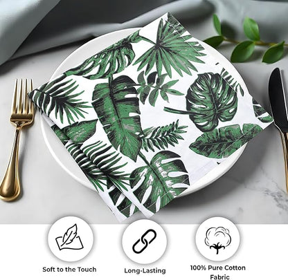 Urban Villa Cloth Napkins Tropical Print 100% Cotton Absorbent Dinner Napkins (Set of 12) Oversized 20x20 Inches Soft Durable Reusable Washable Ideal for Everyday Use Wedding Parties Premium Quality
