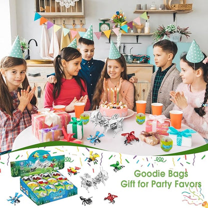 Mini Building Block Sets, 12PCS Insects Building Blocks, 6 in 1 STEM Toys Eggs Building Sets, Party Favors for Kids Goodie Bags Prizes/Birthday Gifts