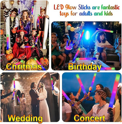 LifBetter Light Up Glow Sticks Bulk, LED Foam Sticks in The Dark with 3 Modes Flashing Led Foam Multicolor Batons Light up Party Favors for Birthdays, Weddings, Concerts, Festivals (156pcs)
