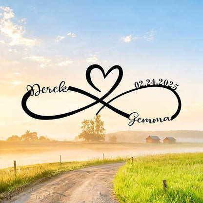 Personalized Valentine's Day Wedding Gifts For Couple Newlyweds, Custom Metal Infinity Signs With Name Date, Metal Name Signs Wall Art, Customized Anniversary Christmas Gifts For Women Men