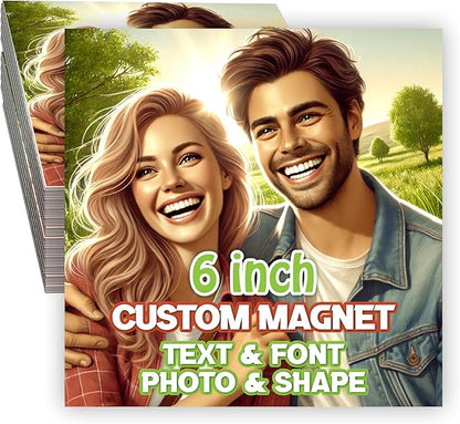 KETABAO – 6" Add Your Image Custom Square Photo Magnets - Photo Fridge, Storage Cabinet and Car Decoration Magnets