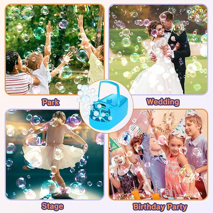 Bubble Machine, 18000+ Bubbles Per Minute Bubble Maker Blower for Kids Toddlers with 2 Speeds,6 Wands,Operated by Batteries or Plug-in for Outdoor/Indoor Birthday Parties,Wedding (Blue)