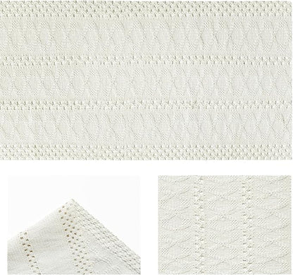 Artoid Mode Beige Farmhouse Woven Rustic Hollow Table Runner, Seasonal Holiday Hollow Kitchen Dining Table Decoration for Home Party Decor 12x120 Inch