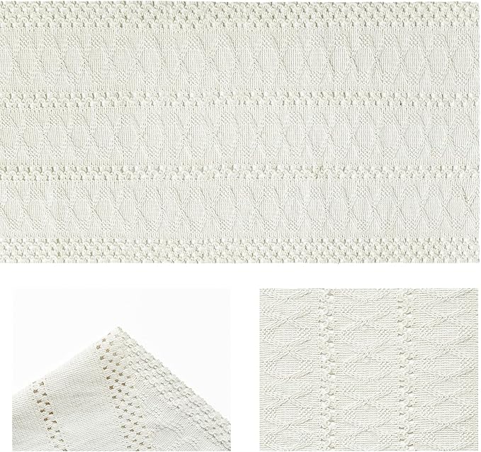 Artoid Mode Beige Farmhouse Woven Rustic Hollow Table Runner, Seasonal Holiday Kitchen Dining Table Decoration for Home Party Decor 12x36 Inch