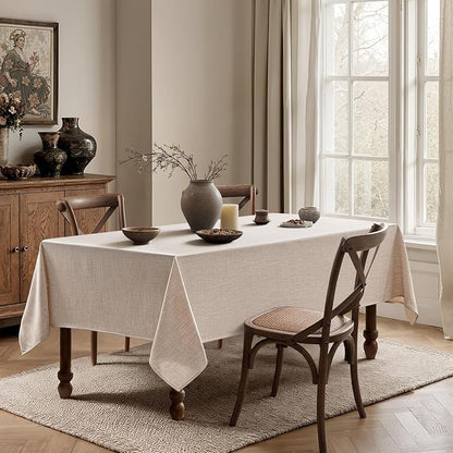 MIULEE Natural Linen Tablecloth 60x104 Inch Rectangle Table Cloth Waterproof,Stain Resistant & Wrinkle Resistant for Dining Party Wedding