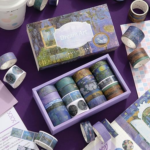 18 Rolls Washi Tape Set Art washi Tape for Crafts and Journaling Scrapbooking Supplies Scrapbook Tape Decorative washi Tape for Scrapbooking
