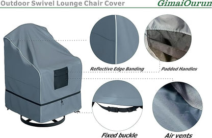 Outdoor Swivel Lounge Chair Cover 4 Pack, Waterproof Heavy Duty, (29 W x 31 D x 38.5 H inches), Gray