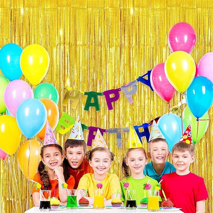 3 Pack Gold Foil Fringe Curtain,Birthday Backdrop Bachelorette Party Decorations 3.28X6.56 Feet Streamer Curtains for Parties Wedding Engagement Shower Graduation Decor