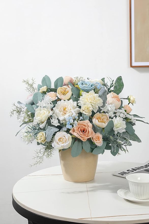 Serra Flora Artificial Flowers Box Set DIY Bouquets Centerpieces Faux Flowers Combo for Wedding Flowers with Leaves and Stems Floral Arrangements Bridal Baby Shower Home Decor