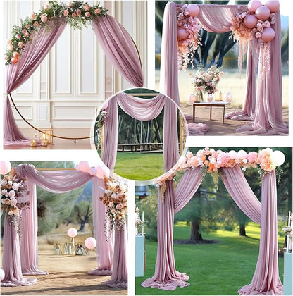Arch Drapes for Wedding Arch Draping Fabric Dusty Rose Sheer Backdrop Curtain for Ceremony Bridal Party Decor 19Ft Length x 28" Width 2 Panel