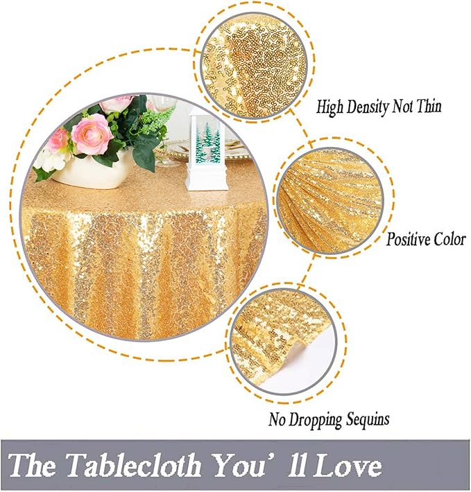 ShinyBeauty Gold Tablecloths 36X36 Inch, 2 Pieces Sequin Table Cloth for Party Sparkle Tablecloth Square Golden Small Shimmer Table Overlay for Wedding, Birthday, Holiday,Cake Tables