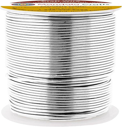Mandala Crafts 18 Gauge Anodized Aluminum Craft Wire for Jewelry Making - 100 FT Colored Flexible Silver Tone Wire - Bendable for Bonsai Armature Crafting Sculpting
