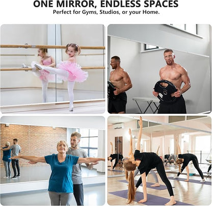 Home Gym Mirror for Wall,48x24x3PCS Full Length,Glass Frameless Body Large Mirror for Home Gym,Workout,Bedroom,Garage(Silver)