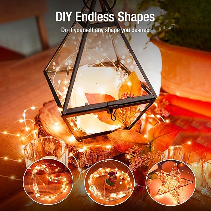 12 Pack Fairy Lights Battery Operated - 7ft 20 Led Twinkle Lights 3 Modes, Bulk Mini String Lights Waterproof for Mason Jars Vases DIY Party Wedding Decoration Christmas -Orange