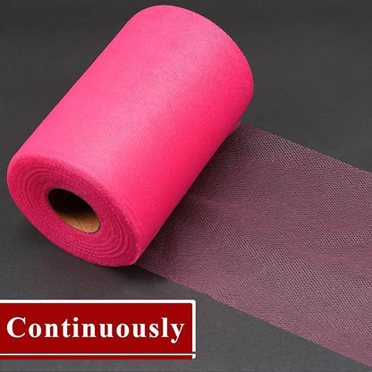 Fuchsia Tulle Fabric Rolls 6 Inch by 200 Yards (600 feet) Fabric Spool Tulle Ribbon for DIY Halloween Tutu Bow Baby Shower Birthday Party Wedding Decorations Craft Supplies