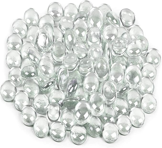 Galashield Flat Glass Marbles for Vases Clear Glass Gems Beads Pebbles Vase Filler (5 LBS, Approx. 540 PCS)