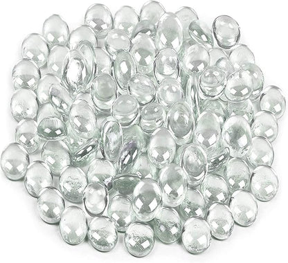 Galashield Flat Glass Marbles for Vases Clear Glass Gems Beads Pebbles Vase Filler (5 LBS, Approx. 540 PCS)