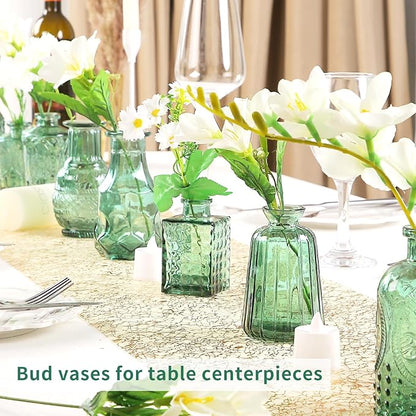 Glass Bud Vases in Bulk Set of 30 Pcs,Small Glass Vases for Flowers as Wedding Centerpieces for Tables,Clear Flower Vases Suitble for Wedding Decorations,Home Decor (Dark Green, 30 pcs)