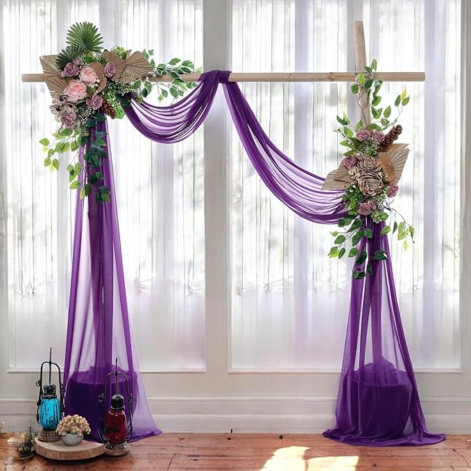 MDS Halloween Chiffon Draping Fabric - 1 Panel, 30" Wide x 100ft Long - Sheer Spooky Arbor & Canopy Drapery for Haunted House Backdrops, Party Ceilings, DIY Costumes & Themed Events - Cadbury Purple