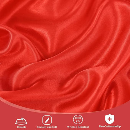 fani 6 Pack 120 Inch Red Satin Tablecloth - Premium Bright Silky Round Tablecloth Overlay Smooth Fabric Table Cover, Table Decoration for Wedding Party Banquet Events Restaurant Kitchen Dining