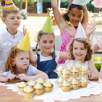 LotFancy Cupcake Containers 6 Count, 10 Sets, Clear Plastic Cupcake Boxes, Disposable Cupcake Carriers with Detachable Tall Dome Lid, BPA Free, Standard Size