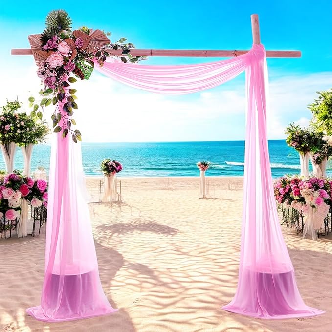 MDS Halloween Chiffon Draping Fabric - 1 Panel, 30" Wide x 40ft Long - Sheer Spooky Arbor & Canopy Drapery for Haunted House Backdrops, Party Ceilings, DIY Costumes & Themed Events - Bubblegum Pink