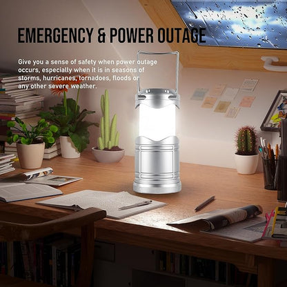 Lichamp LED Camping Lantern, 4 Pack Battery Powered Flashlight for Power Outages, Portable Collapsible Hanging Light Essential for Home, Outdoor, Emergency Lamp Survival Kit Gear for Hurricane, B4SL