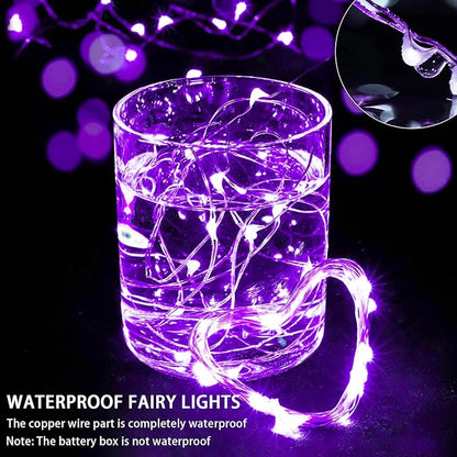8 Pack Purple Fairy Lights 7Ft 20 LED Twinkle String Lights 3 Modes Battery Operated Waterproof Firefly Starry for Mason Jar Party Wedding Christmas Valentines Day Table Centerpieces