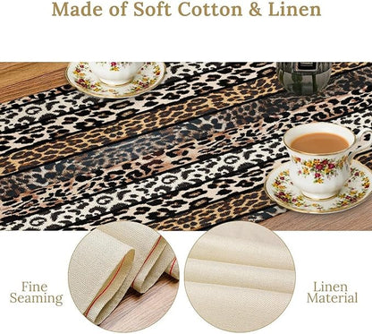 Cow Patchwork Print Table Runner, Country Farm Animal Fur Skin Farm Safari Wildlife Pattern Table Runner for Dinner Dinning Home Kitchen Living Room Party Holidays Setting, 13x36 Inch