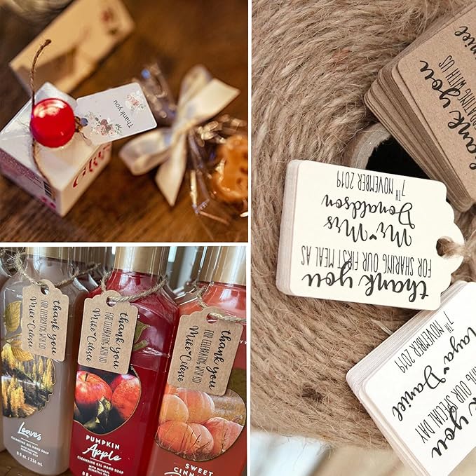 Custom Gift Tags, Personalized Hang Tags with Your Business Logo Small Card Party Decoration Paper Gift Tags for Birthday Wedding Christmas
