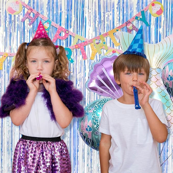 20 Pack Foil Curtain Backdrop Iridescent Metallic Tinsel Foil Fringe Curtains Photo Booth Props for Birthday Wedding Engagement Baby Shower Bachelorette Christmas Holiday Celebration Party Decoration