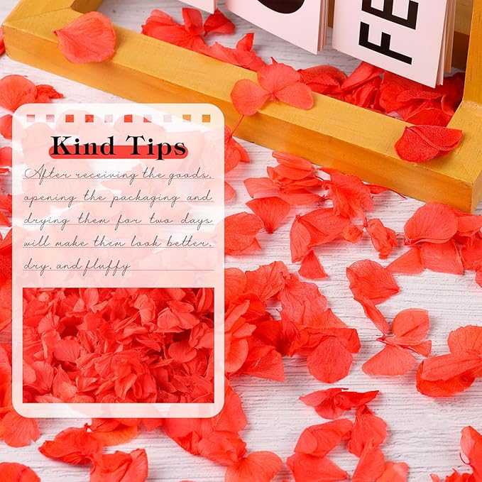 2500 PCS Red Hydrangea Petals 100% Natural Real Flower Petals for Wedding Aisle, Flower Girl Scattering Flowers, Will You Marry Me, Valentines, Romantic Night, Proposal, Anniversary, Special Night