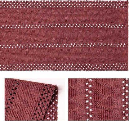 Artoid Mode Red Farmhouse Woven Rustic Hollow Table Runner, Seasonal Holiday Hollow Kitchen Dining Table Decoration for Home Party Decor 12x90 Inch