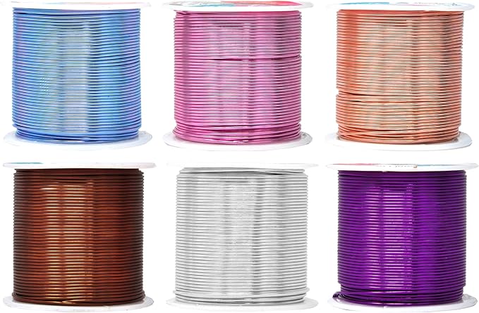 Mandala Crafts 18 Gauge Anodized Aluminum Craft Wire for Jewelry Making - 450 FT Colored Flexible Silver Copper Purple Pink Brown Ice Blue Wire - Bendable for Bonsai Armature Crafting Sculpting
