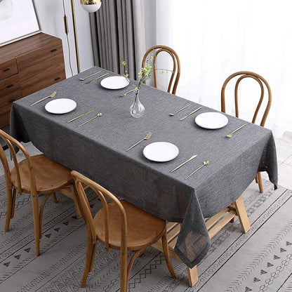 maxmill Flaxy Faux Linen Table Cloth with 2-Tone Slubby Texture Wrinkle Resistant Anti-Shrink Soft Tablecloth for Kitchen Dining Tabletop for Banquet Parties Rectangle 60 x 140 Inch Charcoal