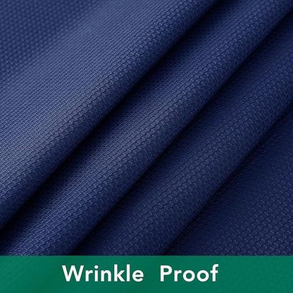 Biscaynebay Textured Fabric Square Tablecloths 54x54 Inches, Navy Water Resistant Table Cloth Small Card Folding Table Covers Linen for Dining, Kitchen, Wedding and Parties etc. Machine Washable