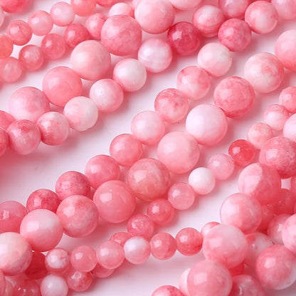 Pink Persian Jade Stone Beads Gemstone Round Crystal Energy Jade Beads Stone Beads for Jewelry Making DIY Bracelet Necklace Jewelry Making 1 Strand 15.5inch 4MM