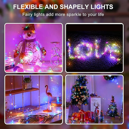 Aogist 50 Pack Fairy Lights 3 Modes 7ft 20 LED Waterproof,Battery Operated Silver Wire Firefly Starry Moon Mini String Lights for Mason Jars Christmas DIY Crafts Wedding Party Bedroom,Multicolor