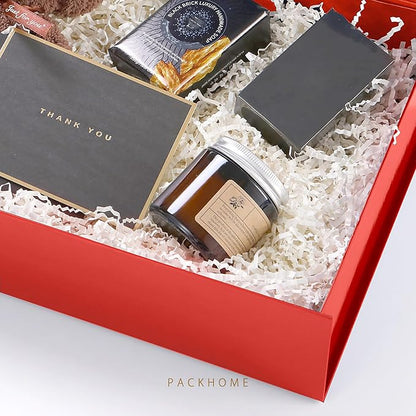 PACKHOME 6 Large Gift Boxes 13.5x10x3.5 Inches, Sturdy Shirt Boxes with Magnetic Lids for Multiple Occasions (Glossy Red)