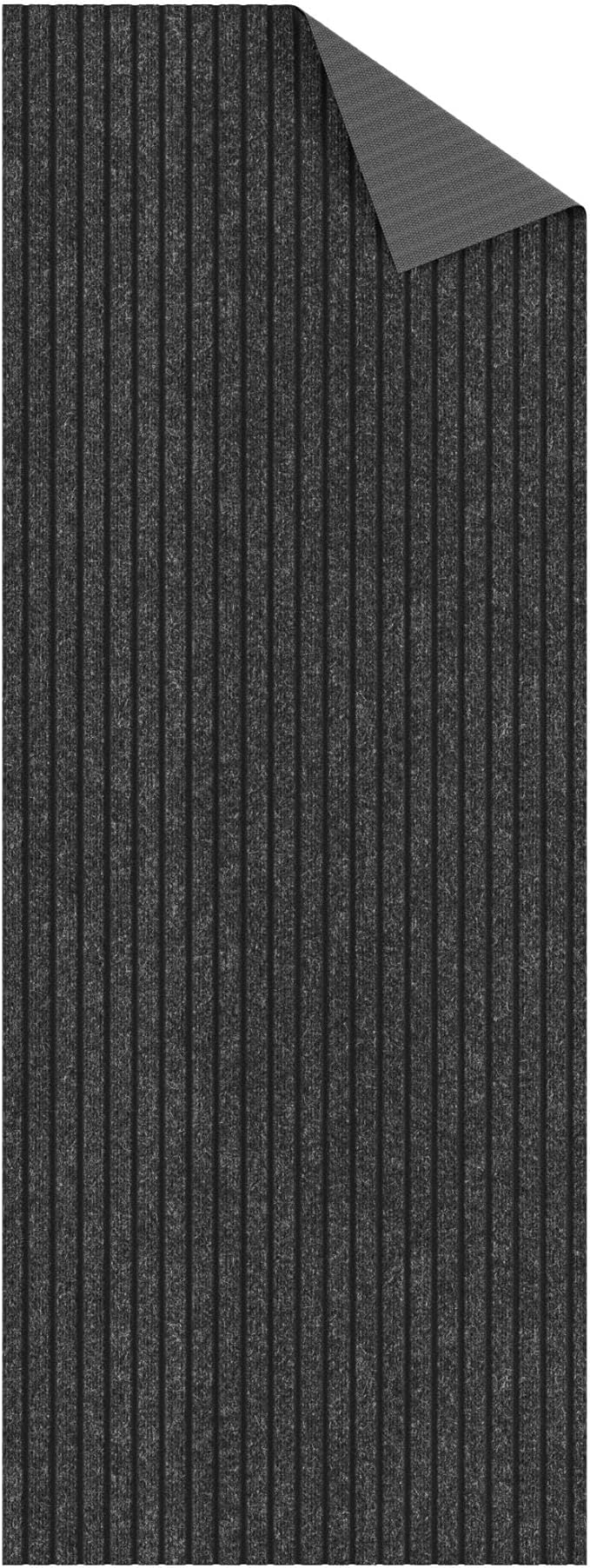 Ottomanson 2'7" x 29' Hallway Runner with Scraper Pile - Extra Durable Non-Slip Rug Mat for Indoor & Outdoor Use - Ideal for Kitchen, Entryway & Garage - High-Traffic Carpet, Black