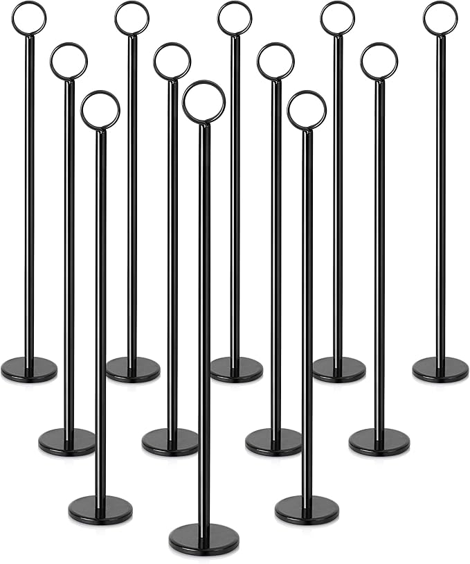 New Star Foodservice 27723 Ring-Clip Table Number Holder/Number Stand/Place Card Holder, 15-Inch, Set of 12, Black Finish
