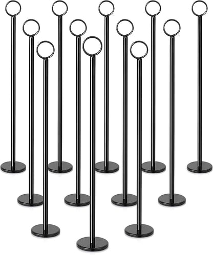 New Star Foodservice 27723 Ring-Clip Table Number Holder/Number Stand/Place Card Holder, 15-Inch, Set of 12, Black Finish