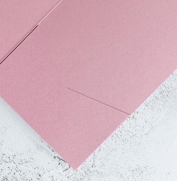 20 PCS Dusty Rose Tri-fold Laser Cut Wedding Invitation Pockets for 5x7 Wedding Cards Bridal Shower Engagement Quinceanera Invitation