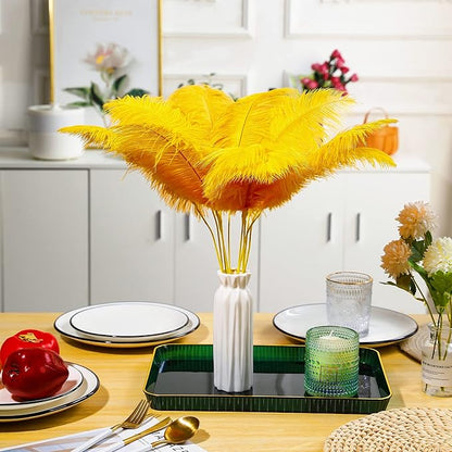 Holmgren Ostrich Feather for Centerpieces - 20pcs Making Kit 22 Inch Gold Ostrich Feathers for Vase, Floral Arrangement, Wedding Party Home Decorations (Luxury Gold)