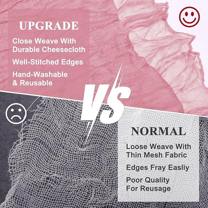 Asee'm 6pcs Cheesecloth Table Runner 120 Inches Long Pink Boho Gauze Cheese Cloth Runner 10FT Rustic Sheer Table Runners for Christmas Wedding Party Baby Shower Spring Easter Decoration