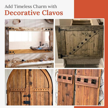 100 Pack 1" Square Head Iron Clavos Decorative Nails – Unfinished – Handmade Rustic Square Fasteners for Farmhouse Shutters, Faux Wood, Barn Doors, Shutters, and Gates – Ornamental Wood Accent
