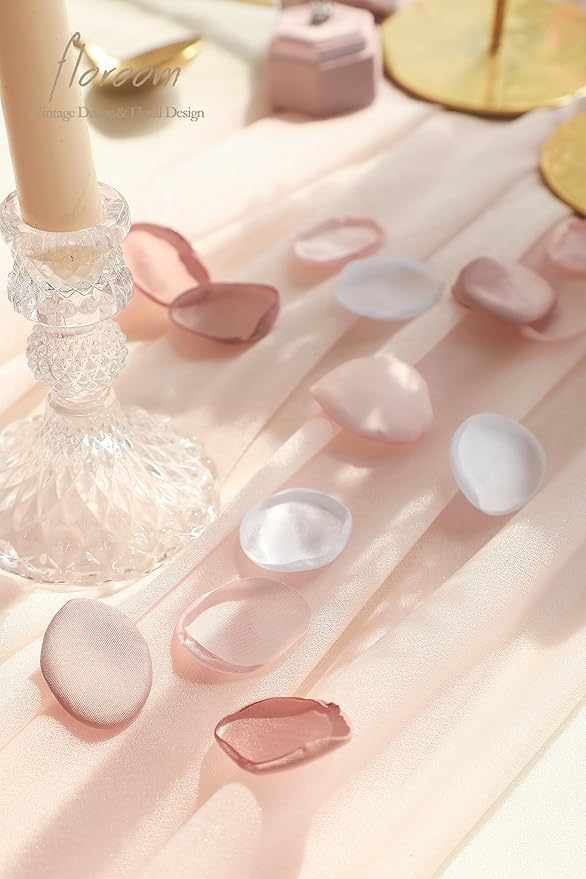 Floroom 300pcs Rose Petals Dusty Rose Blush Faux Silk Flower Petals for Wedding Flower Girl Basket Aisle Scatter Dinner Table Centerpieces Party Confetti Bridal Shower Romantic Night Decoration